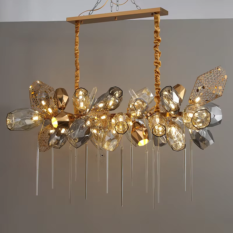 Modern K9 Linear Crystal Glass Chandelier - Urban Ashram