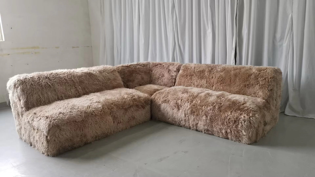 Yeti Embrace Sheepskin Sectional - Espresso