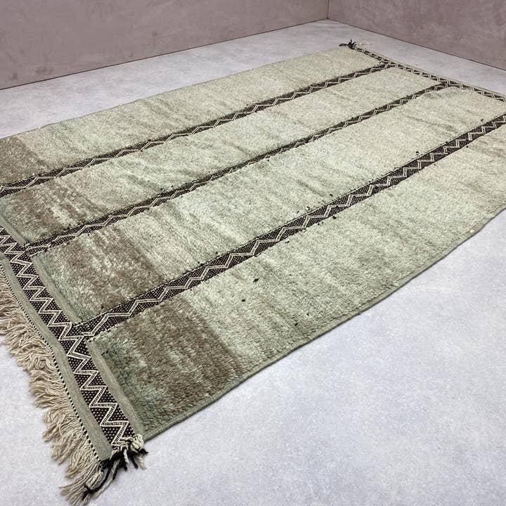Handmade Black and White Wool Beni Ourain Rug - Urban Ashram