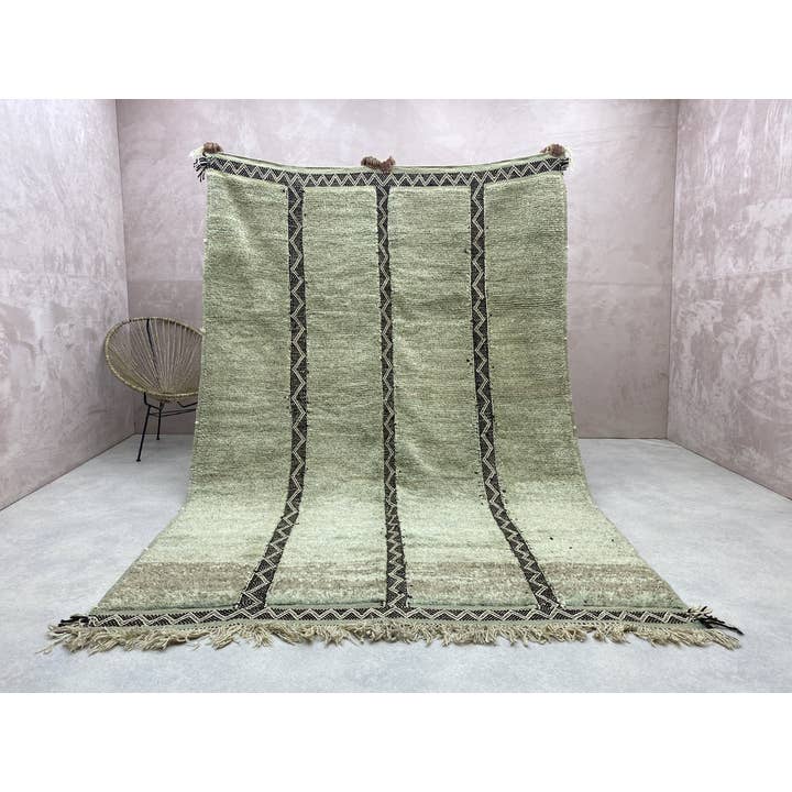 Handmade Black and White Wool Beni Ourain Rug - Urban Ashram