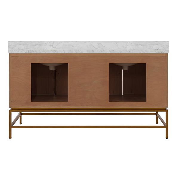 Bath Vanity In Matte Dark Burl Wood - 60" Wide - Urban Ashram