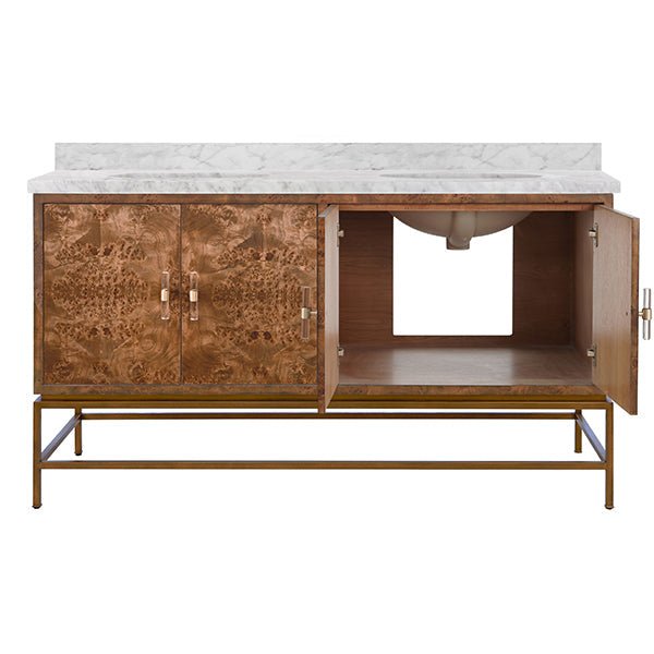Bath Vanity In Matte Dark Burl Wood - 60" Wide - Urban Ashram