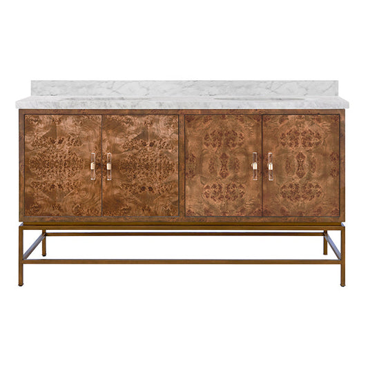 Bath Vanity In Matte Dark Burl Wood - 60" Wide - Urban Ashram