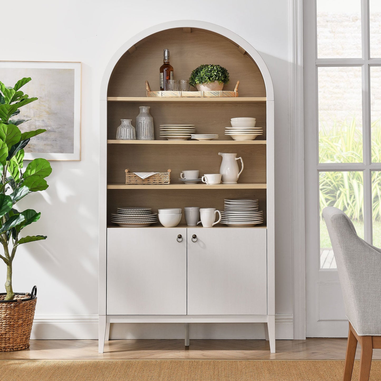 Nolan 74" Tall Arched Storage Display Cabinet Bookshelf - Urban Ashram