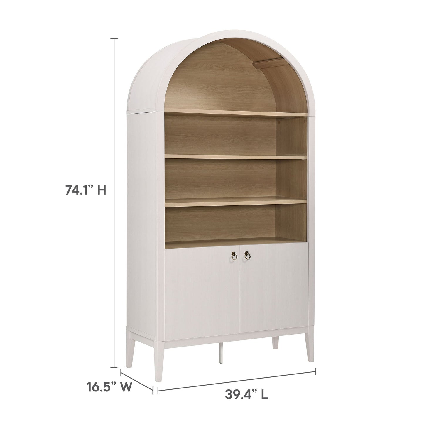 Nolan 74" Tall Arched Storage Display Cabinet Bookshelf - Urban Ashram