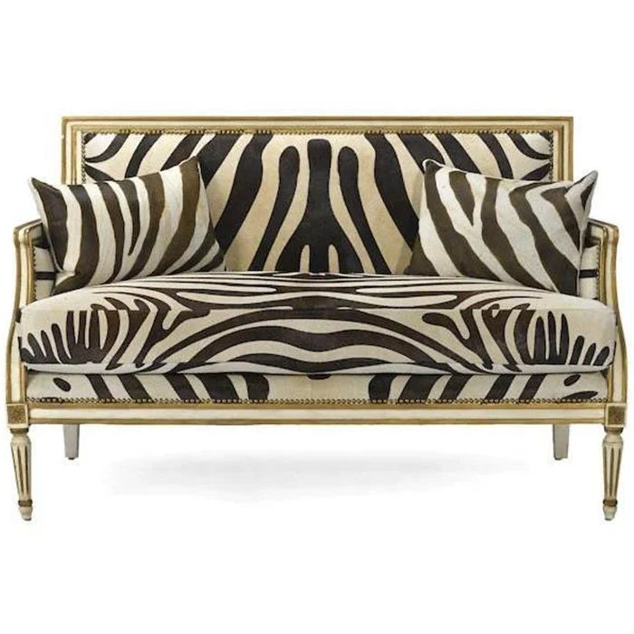 Louis XVI Giltwood Settee with Zebra Upholstery - Urban Ashram