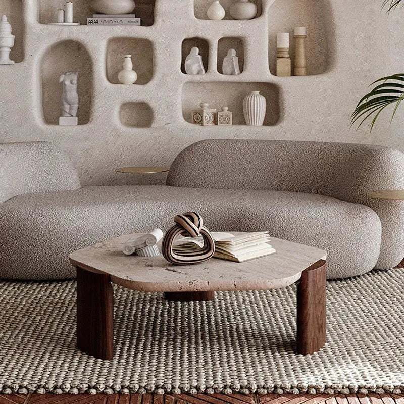 Delphi Travertine Low Nordic Coffee Table - Urban Ashram