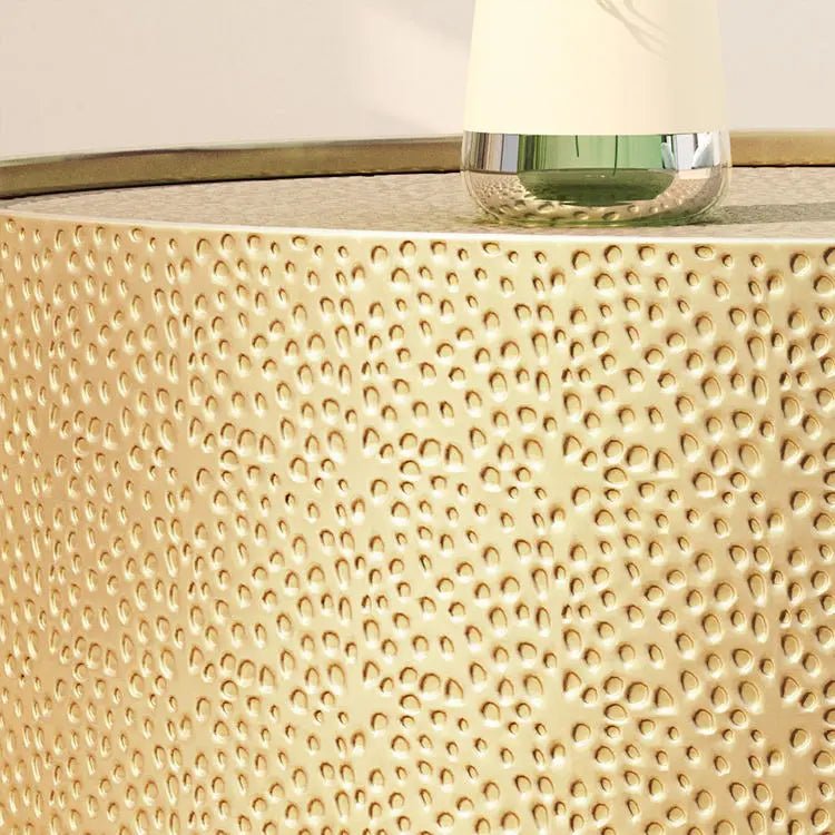 Round Gold Hammered Iron Coffee Table - Urban Ashram