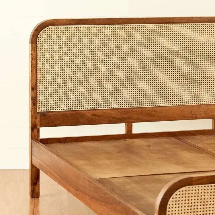 Tula Wooden Rattan Bed - Urban Ashram
