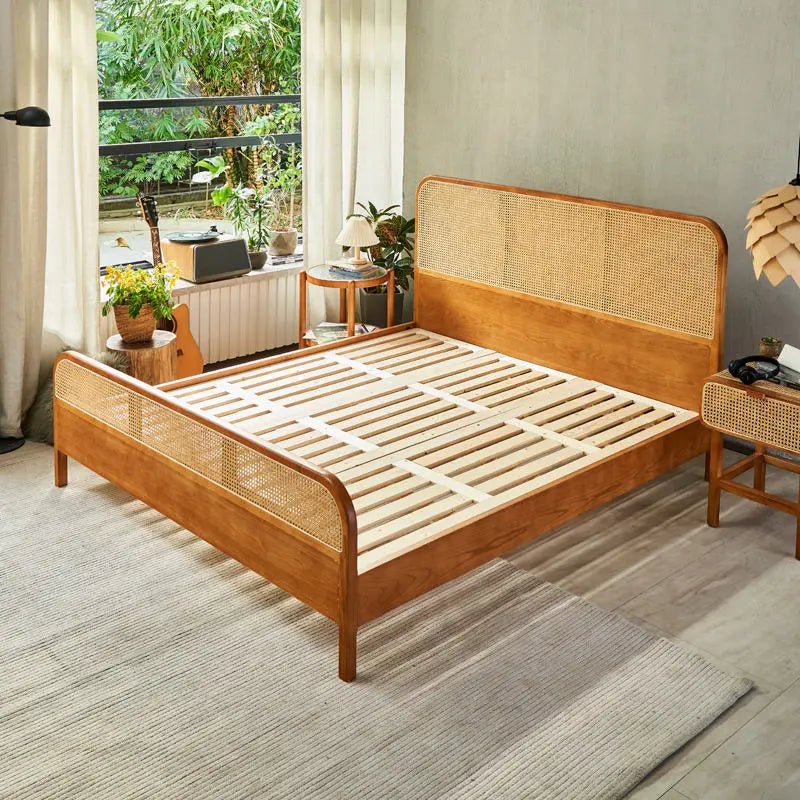 Tula Wooden Rattan Bed - Urban Ashram