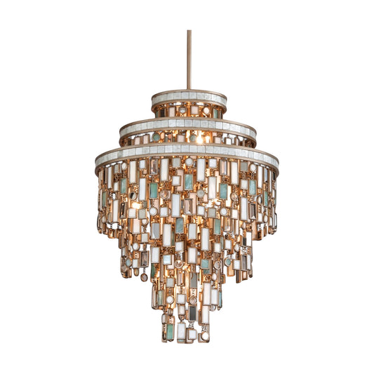 Marina Tiered Shell & Brass Chandelier