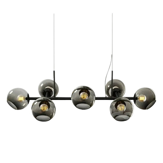 Essence 8 Glass Globe Modern Linear Chandelier