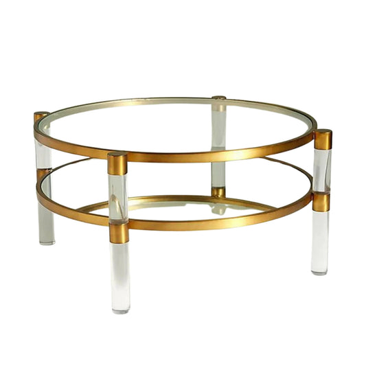 Aurielle Gold & Crystal Acrylic Coffee Table on white background