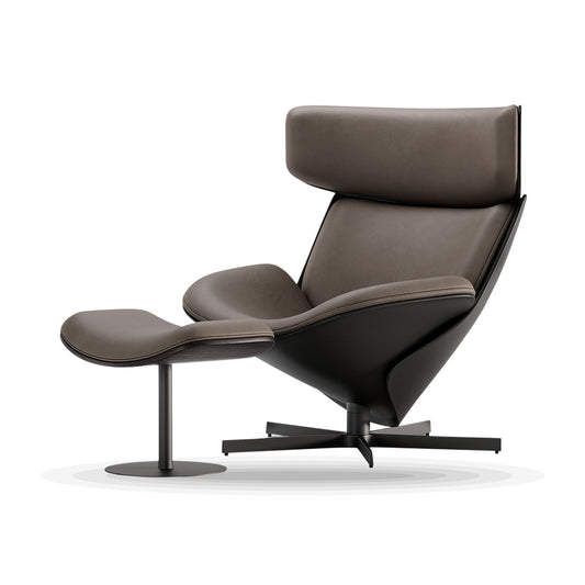 Ferraro Contour Swivel Lounge Chair & Ottoman on white background
