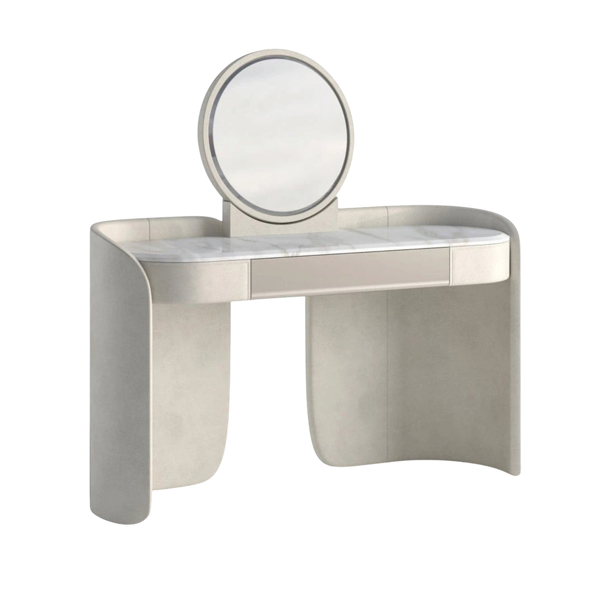 Aveline Marble Vanity Pink Veined Dressing Table & Stool Set on white background