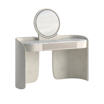 Aveline Marble Vanity Pink Veined Dressing Table & Stool Set on white background