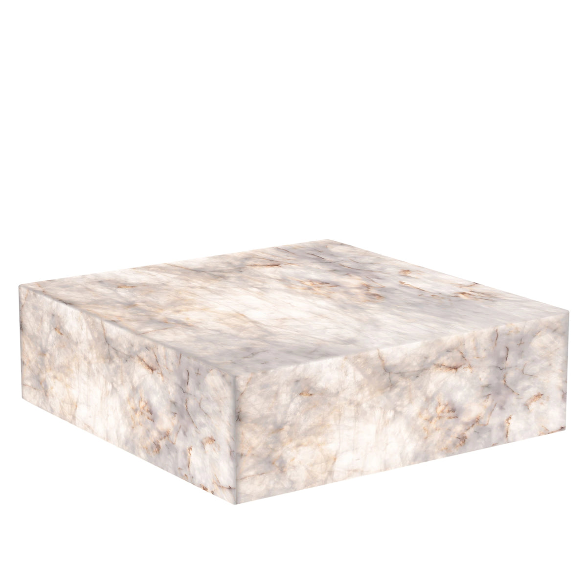 Backlit White Onyx Marble Coffee Table on white background