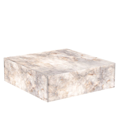 Backlit White Onyx Marble Coffee Table on white background