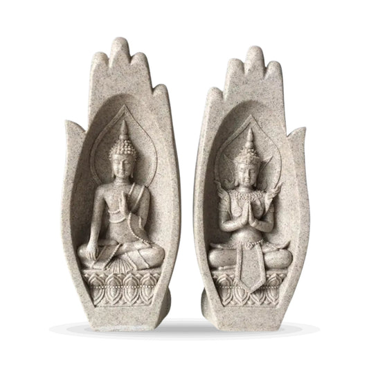 Sandstone Buddha Praying Hands on white background