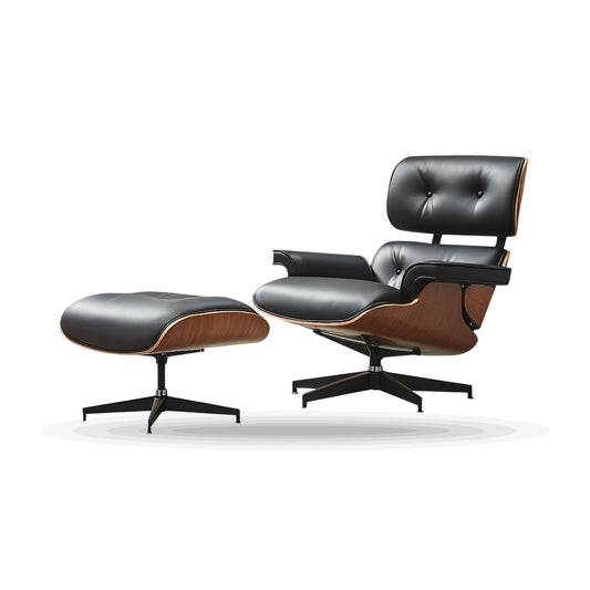 Gentleman's Mid-Century Lounge Chair & Ottoman on white background