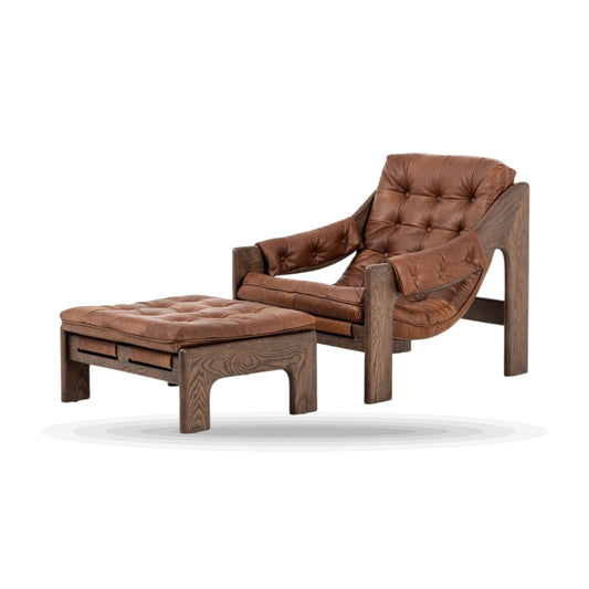 Halston Chair With Ottoman on white background
