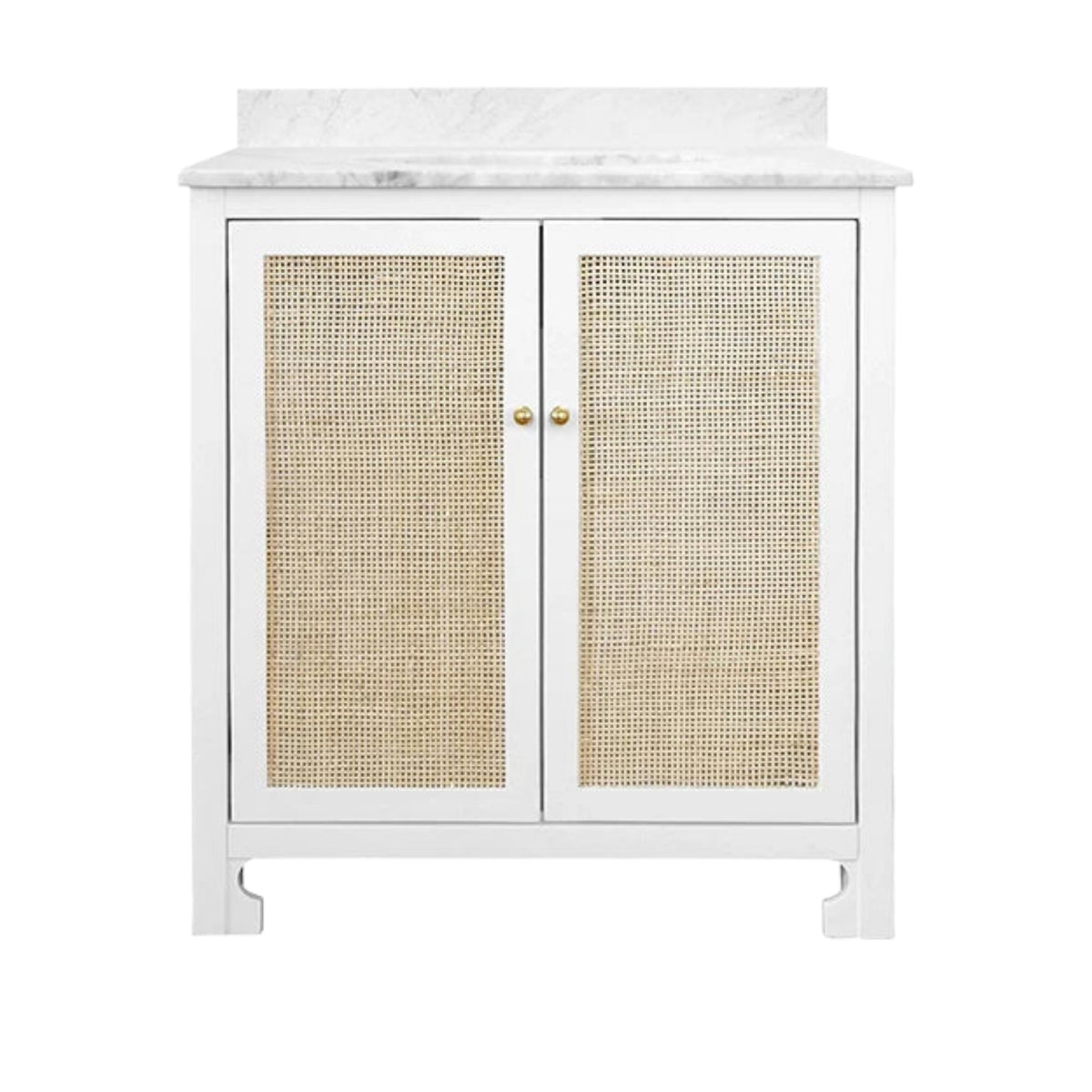 Boyd Cane & Marble Single Vanity, 30 in — White