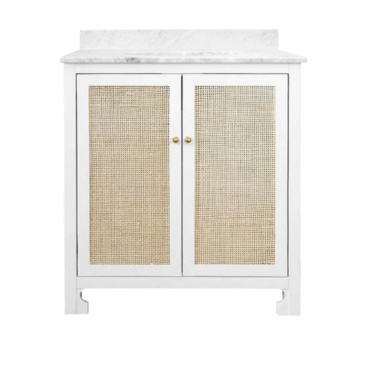 Boyd Cane & Marble Single Vanity, 30 in — White