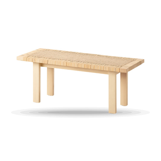 Indonesian Rattan Long Bench – Boho Elegance with Functional Charm on white background