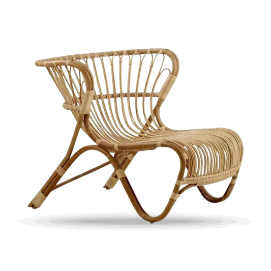 Jasmine Natural Rattan Lounge Chair on white background
