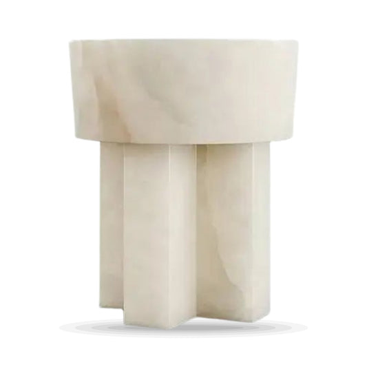 Constantine White Onyx Side Table on white background