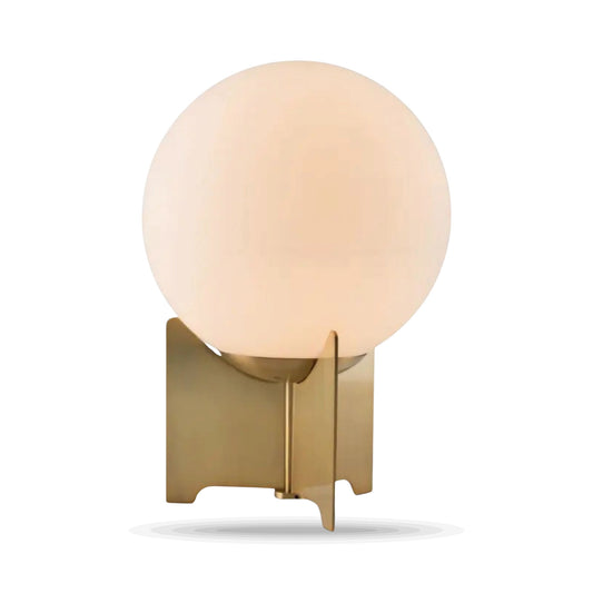 Pearl Table Lamp White & Brass on white background