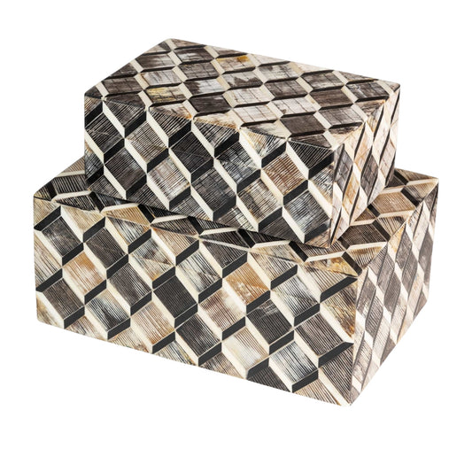 Leela Bone Inlay Decorative Boxes Set of 2