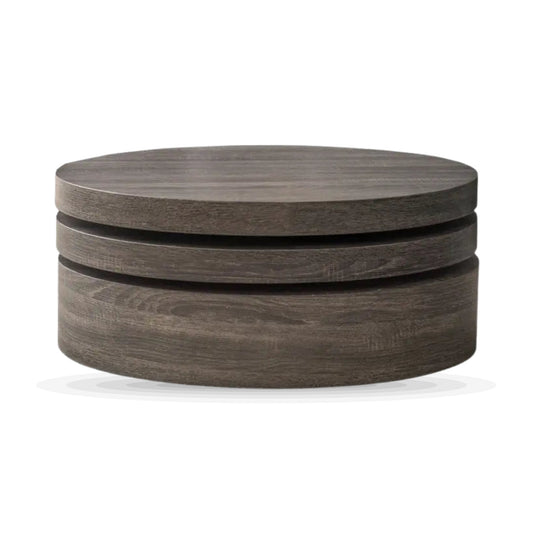 Lenox Oval mod Rotating Wood Coffee Table on white background