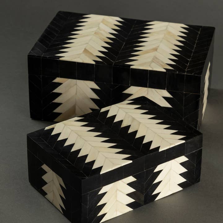 Set of 2 Wholesale Decorative Venota Boxes - Bone and Horn - Urban Ashram
