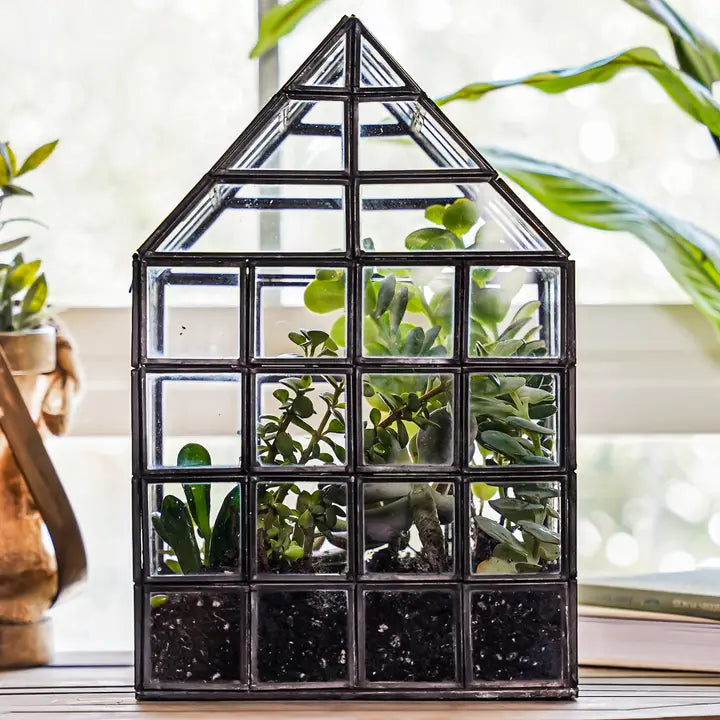 glass terrarium planter Lattice House Glass Terrarium Modern Greenhouse Planter