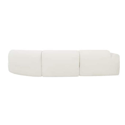 140” Modern Curved Sectional Sofa with Chaise – Sculptural Comfort in Ivory Chenille