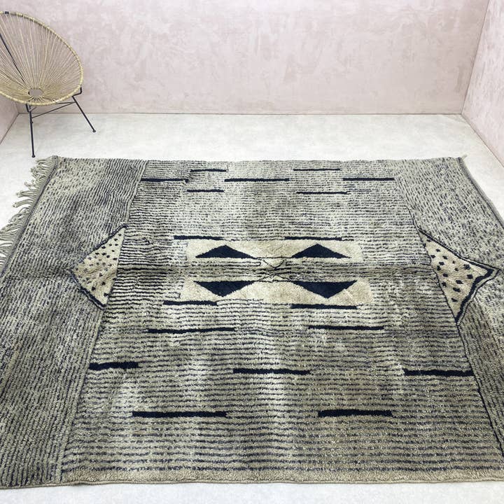 Handmade Beni Ourain Wool Rug | Authentic Moroccan Area Carpet - Urban Ashram