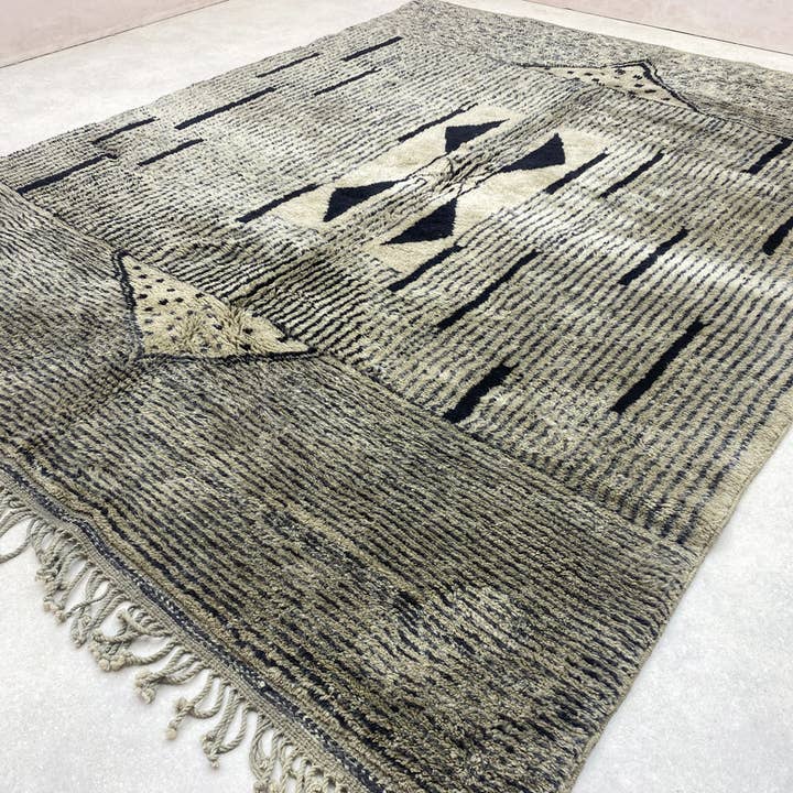 Handmade Beni Ourain Wool Rug | Authentic Moroccan Area Carpet - Urban Ashram
