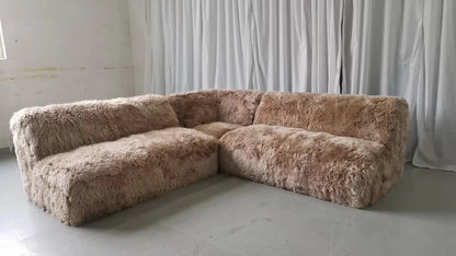 Yeti Embrace Sheepskin Sectional - Espresso