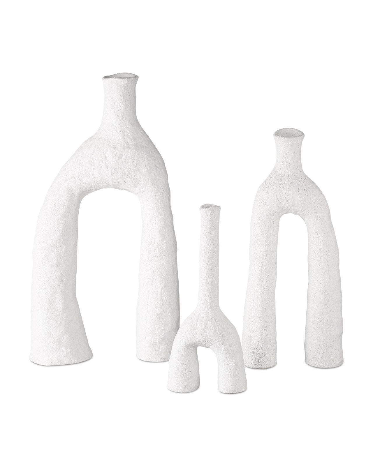Zante Matte White Ceramic Vases - Set of 3 Modern Decorative Vessels