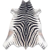 Silver Splash Zebra Cowhide Hand-Finished Metallic Hide Rug