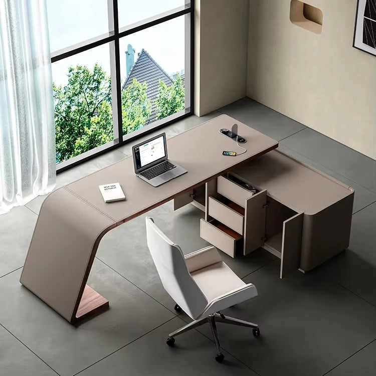 Arden Saddle Leather Executive Desk – feature detail