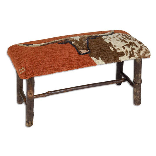 Wholesale Longhorn Hooked Wool Top Hickory Bench