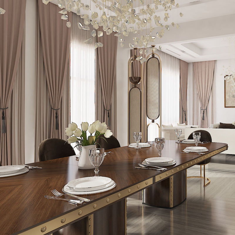 Classical dining room furniture 4m solid wood dining table – detail close-up