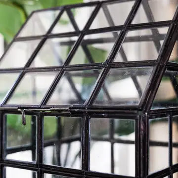 Lattice House Glass Terrarium Modern Greenhouse Planter – rear view