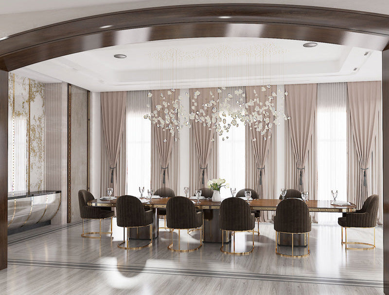 Classical dining room furniture 4m solid wood dining table – lifestyle setting