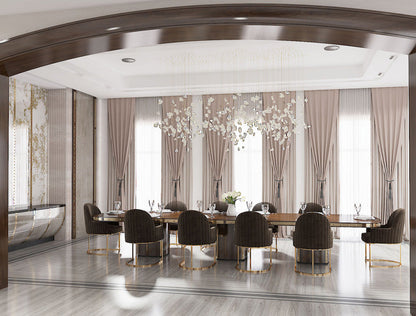 Classical dining room furniture 4m solid wood dining table – lifestyle setting