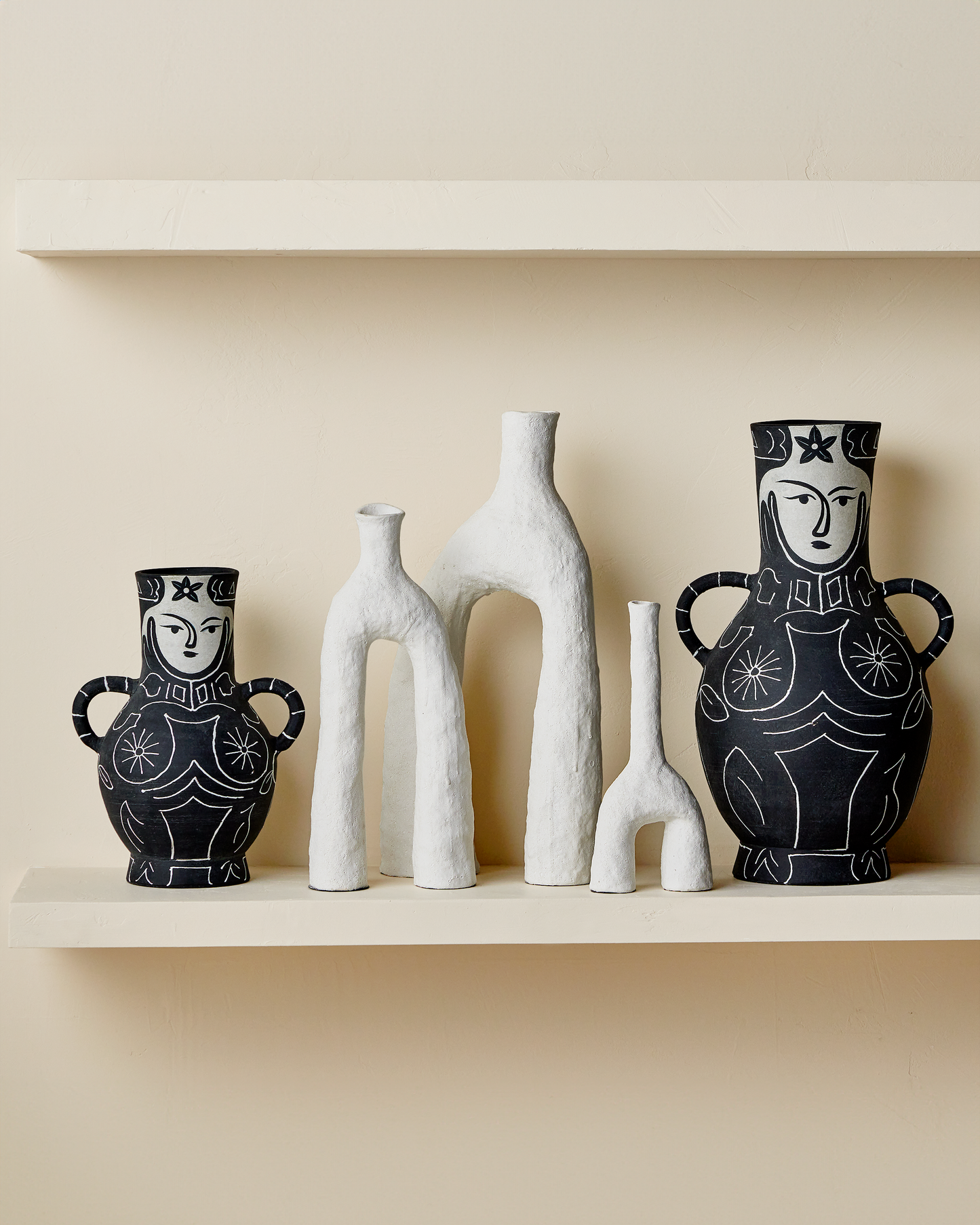 Zante Matte White Ceramic Vases - Set of 3 Modern Decorative Vessels