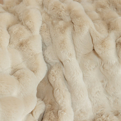 Plushie LUXE Faux Fur Throw Blanket – angled view