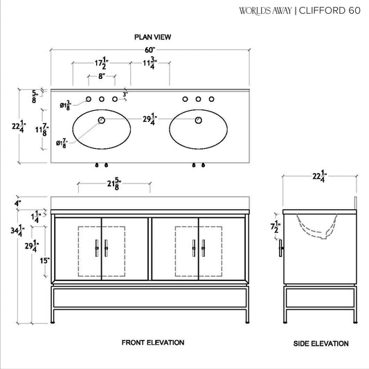 Bath Vanity In Matte Dark Burl Wood - 60" Wide – detail close-up